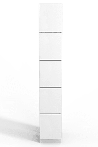 Exterior of Laminate Model E locker. Contains five doors.