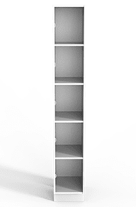 Interior of Laminate Model E locker. Contains five compartments.