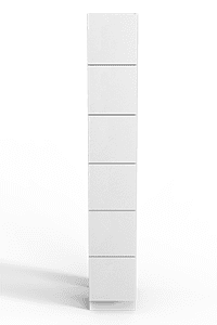 Exterior of Laminate Model F locker. Contains six doors.